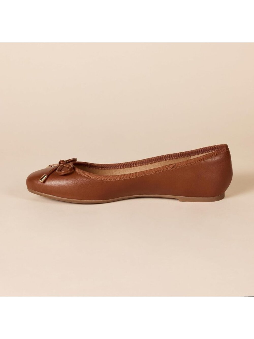 Women's Tan 1/4 Inch Heel Comfortable Round Toe Imported Ballet Flats` - Picture 3 of 5